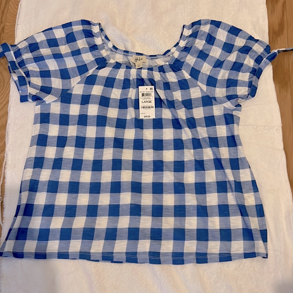 Style & Co blue on of shoulder size Large